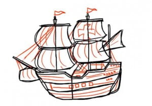 как нарисовать красивый корабль