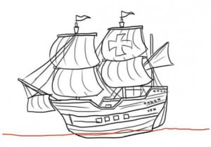 как нарисовать парусный корабль