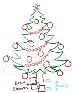 как нарисовать новогоднюю елку поэтапно