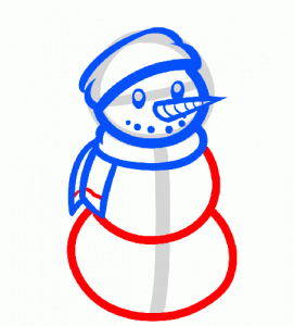 как нарисовать снеговика карандашом
