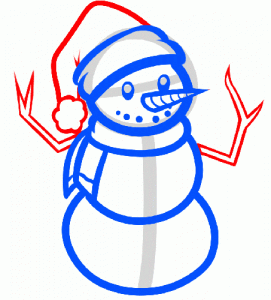 как рисовать снеговика