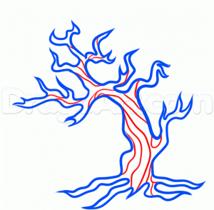 как рисовать сакуру дерево поэтапно