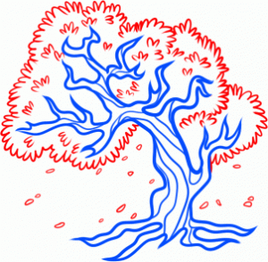 как нарисовать дерево сакуру